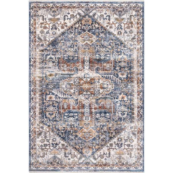 nuloom Hannah Distressed Traditional Medallion Fringe Area Rug Blue