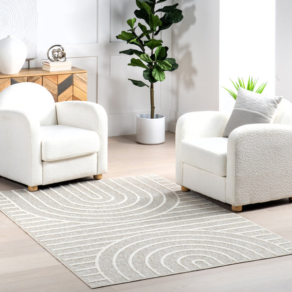 Nuloom Hartlyn Modern Arches Machine Washable Area Rug Light Grey
