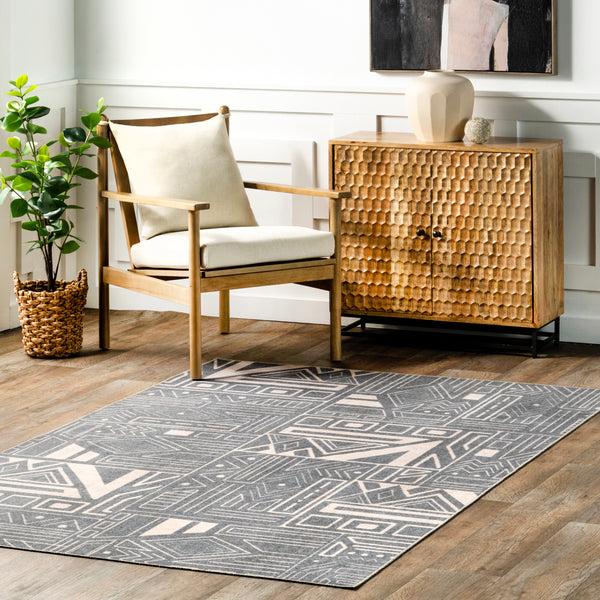 Nuloom Hedy Geometric Machine Washable Area Rug Blue