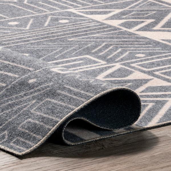 Nuloom Hedy Geometric Machine Washable Area Rug Blue