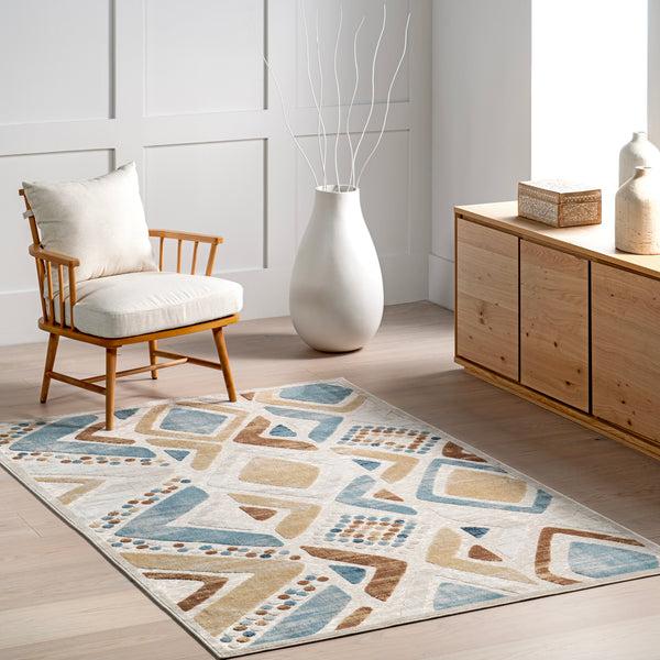 Nuloom Henley Geometric Machine Washable Area Rug Blue