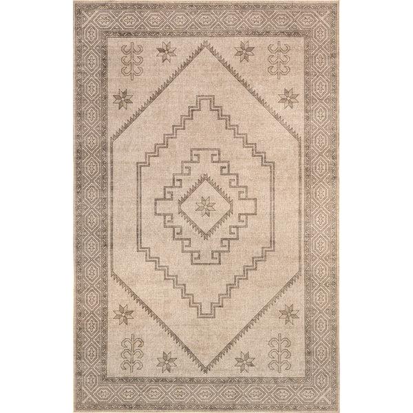 nuloom Hilda Medallion Easy-Jute Machine Washable Area Rug Natural