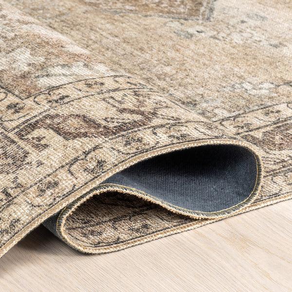 Nuloom Hillstone Collection Ahmeira Traditional Vintage Medallion Area Rug Beige