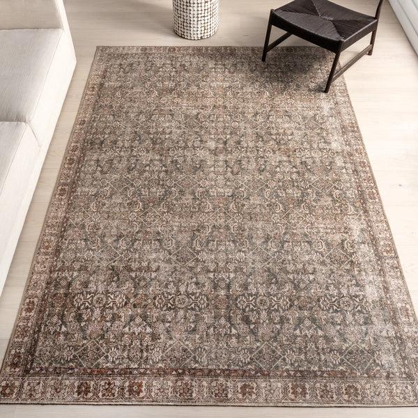 Nuloom Hillstone Collection Calianna Traditional Vintage Medallion Area Rug Brown