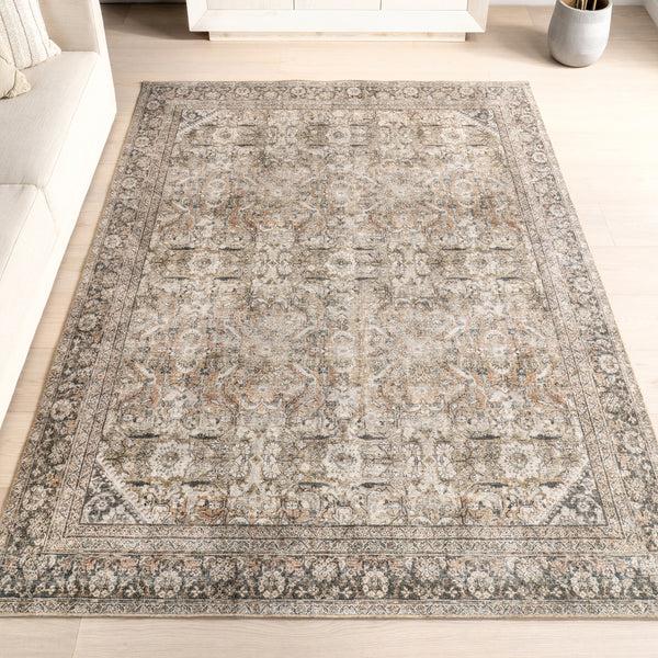 Nuloom Hillstone Collection Deka Traditional Vintage Medallion Area Rug Dark Beige