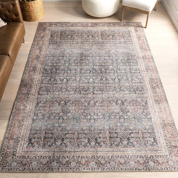 Nuloom Hillstone Collection Elfrieda Traditional Vintage Medallion Area Rug Blue