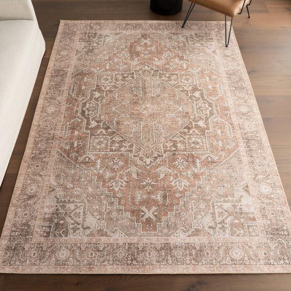 Nuloom Hillstone Collection Mariposa Traditional Vintage Medallion Area Rug Light Brown