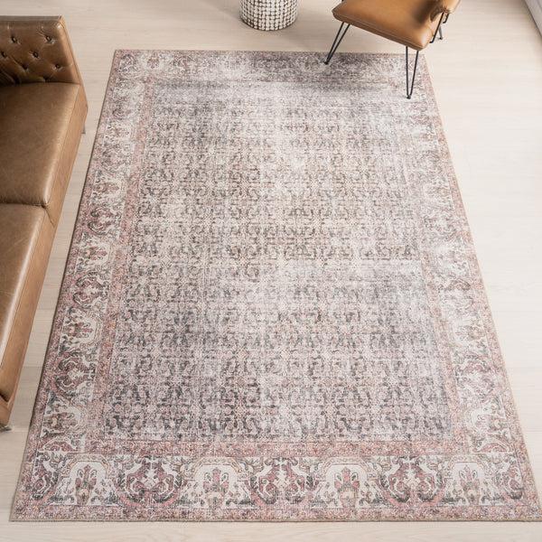 Nuloom Hillstone Collection Marlowe Traditional Vintage Medallion Area Rug Light Grey