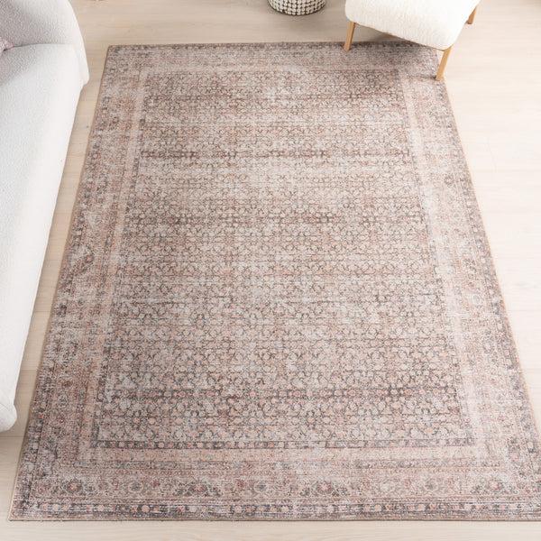Nuloom Hillstone Collection Olene Traditional Vintage Medallion Area Rug Light Brown