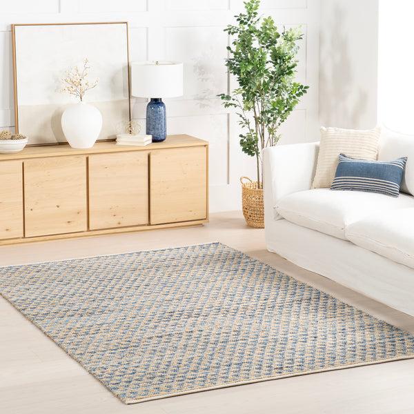 Nuloom Home Conservatory Geometric Rag Handwoven Jute Area Rug Blue