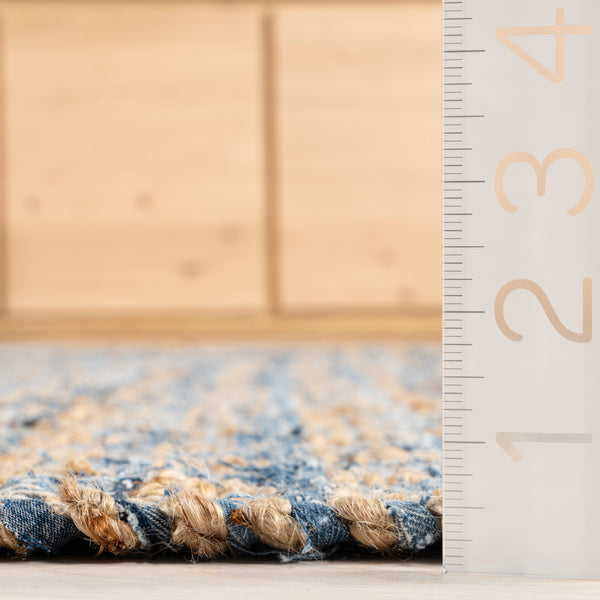 Nuloom Home Conservatory Geometric Rag Handwoven Jute Area Rug Blue