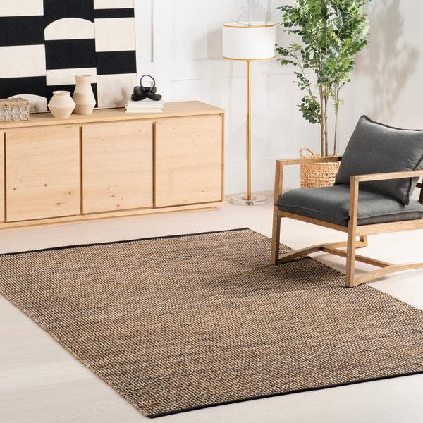Nuloom Home Conservatory Gravel Handwoven Jute Area Rug Black