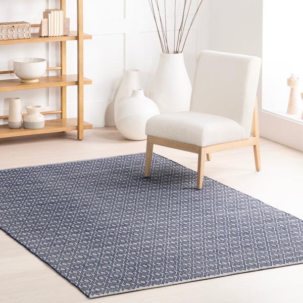 Nuloom Home Conservatory Optic Diamond Handwoven Cotton Area Rug Blue