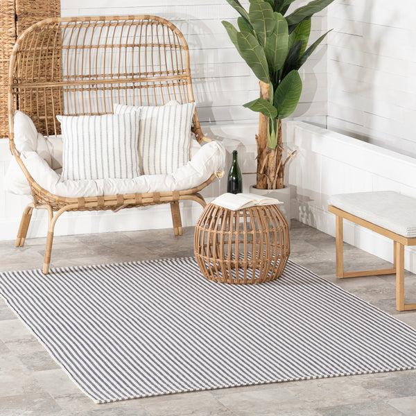 Nuloom Home Conservatory Pinstripe Handwoven Indoor/Outdoor Area Rug Blue