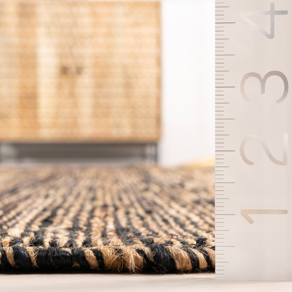Nuloom Home Conservatory Striped Handwoven Jute Area Rug Black