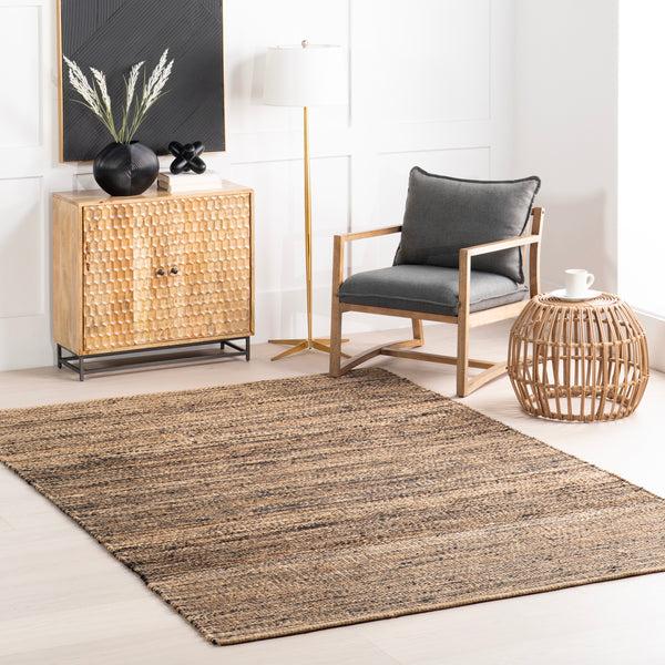 Nuloom Home Conservatory Striped Handwoven Jute Area Rug Black