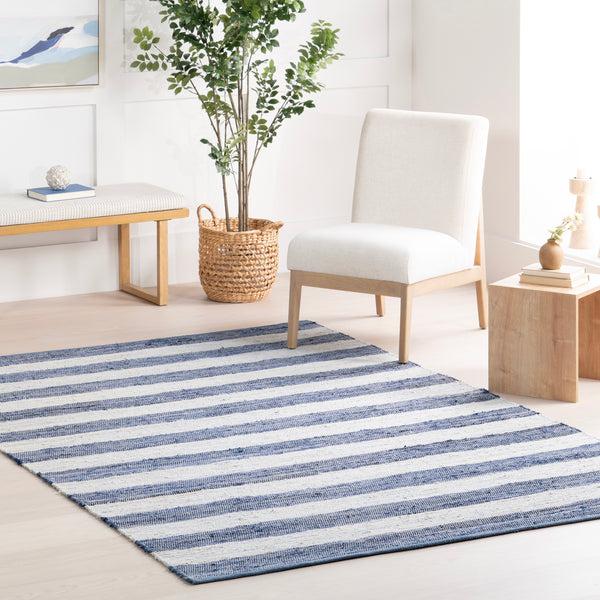 Nuloom Home Conservatory Striped Rag Handwoven Cotton Area Rug Blue