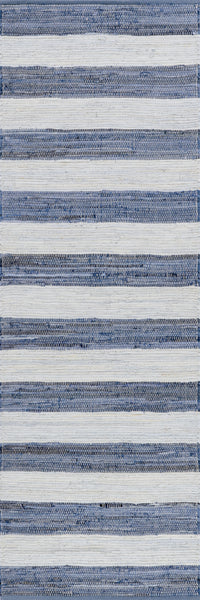 Nuloom Home Conservatory Striped Rag Handwoven Cotton Area Rug Blue