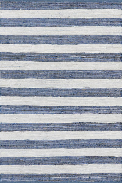 nuloom Home Conservatory Striped Rag Handwoven Cotton Area Rug Blue