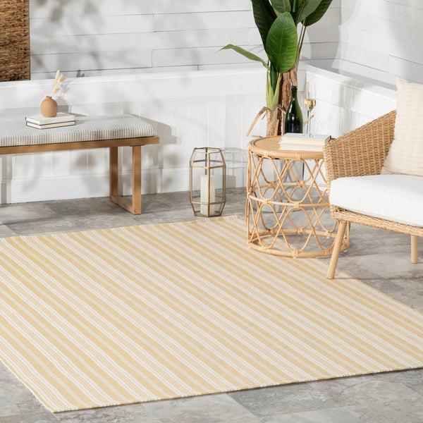 Nuloom Home Conservatory Ticking Stripe Handwoven Indoor/Outdoor Area Rug Beige
