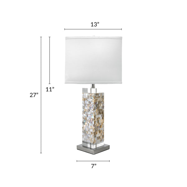 Nuloom Houston 29" Crystal & Iron Mosaic Table Lamp Satin Nickel & White