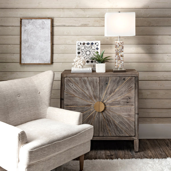 Nuloom Houston 29" Crystal & Iron Mosaic Table Lamp Satin Nickel & White