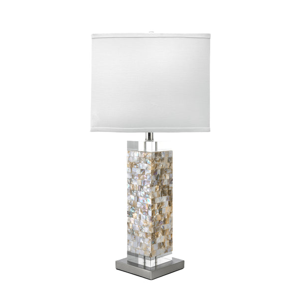 nuloom Houston 29" Crystal & Iron Mosaic Table Lamp Satin Nickel & White