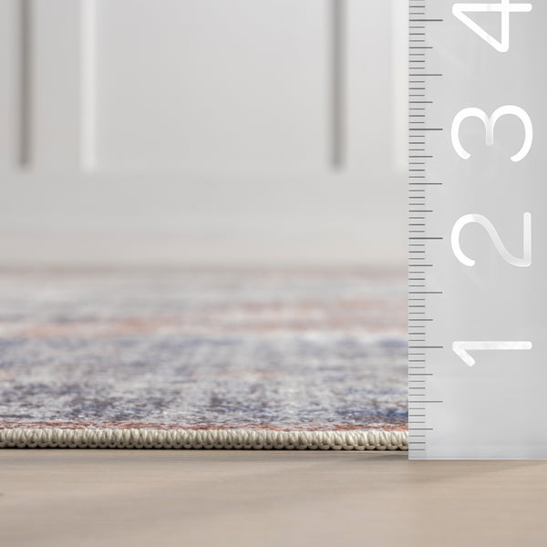 Nuloom Iana Medallion SplashGuard Machine Washable Area Rug Peach