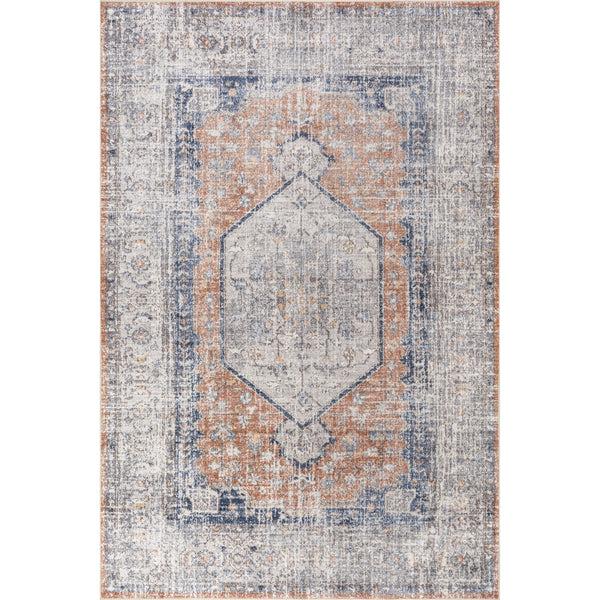 nuloom Iana Medallion SplashGuard Machine Washable Area Rug Peach