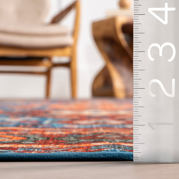 Nuloom Idell Persian Medallion Machine Washable Area Rug Blue