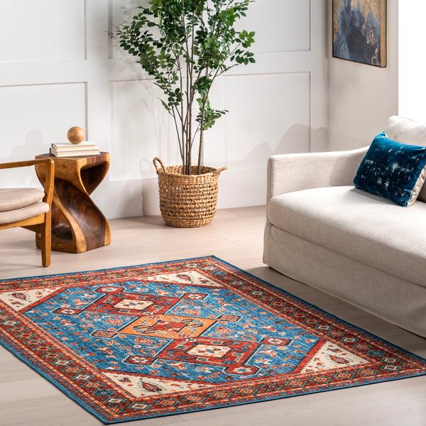 Nuloom Idell Persian Medallion Machine Washable Area Rug Blue