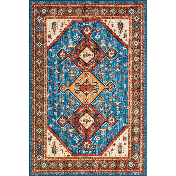 nuloom Idell Persian Medallion Machine Washable Area Rug Blue