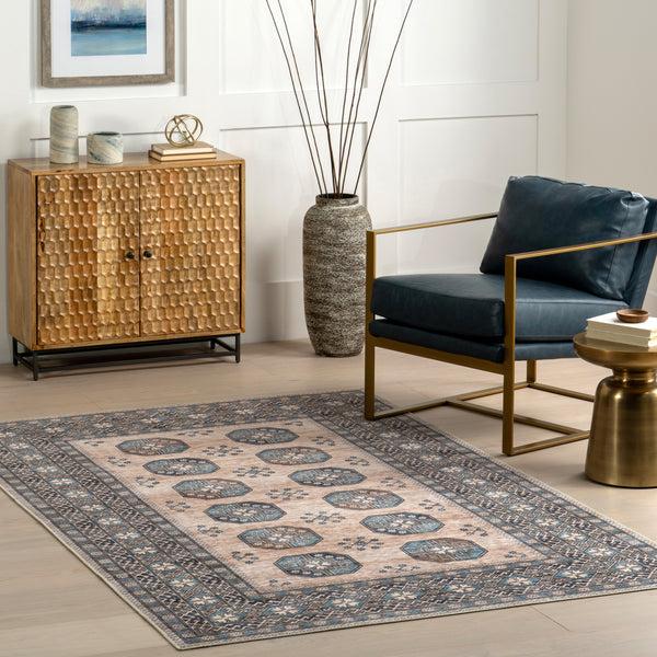 Nuloom Idra Multi Medallion Stain-Resistant Machine Washable Area Rug Turquoise