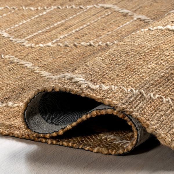 Nuloom Imaan Raised Geometric Jute Tasseled Area Rug Natural