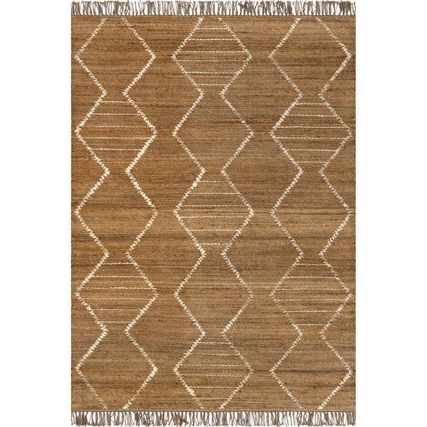 nuloom Imaan Raised Geometric Jute Tasseled Area Rug Natural
