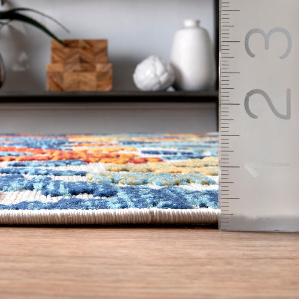 Nuloom Indoor/Outdoor Transitional Labyrinth Area Rug Blue