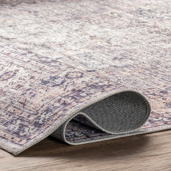 Nuloom Indy Vintage Stain-Resistant Machine Washable Area Rug Gray