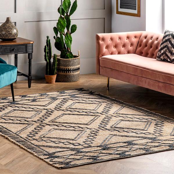 Nuloom Ines Hand Woven Tribal Moroccan Jute Area Rug Natural