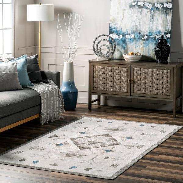 Nuloom Irini Faded Southwestern Machine Washable Area Rug Beige