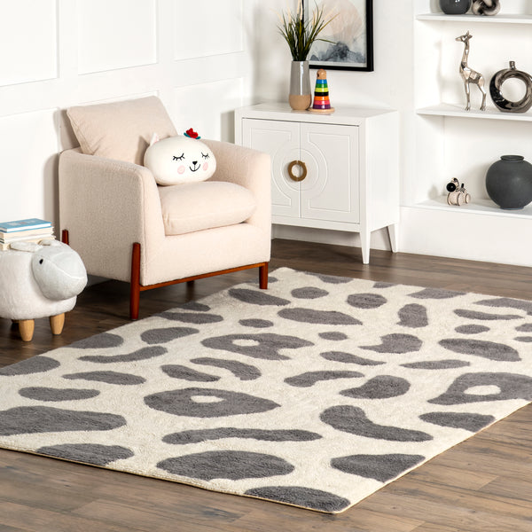 Nuloom Irma Leopard Machine Washable Wool Area Rug Gray