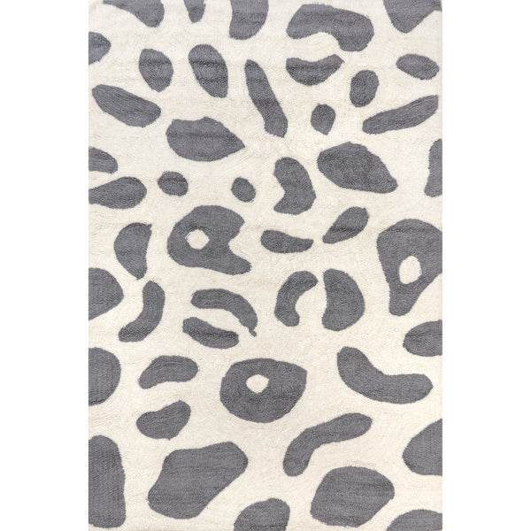 nuloom Irma Leopard Machine Washable Wool Area Rug Gray