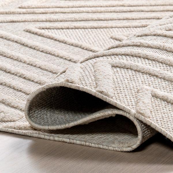 Nuloom Isabeau Modern Geometric High-Low Fringe Area Rug Ivory