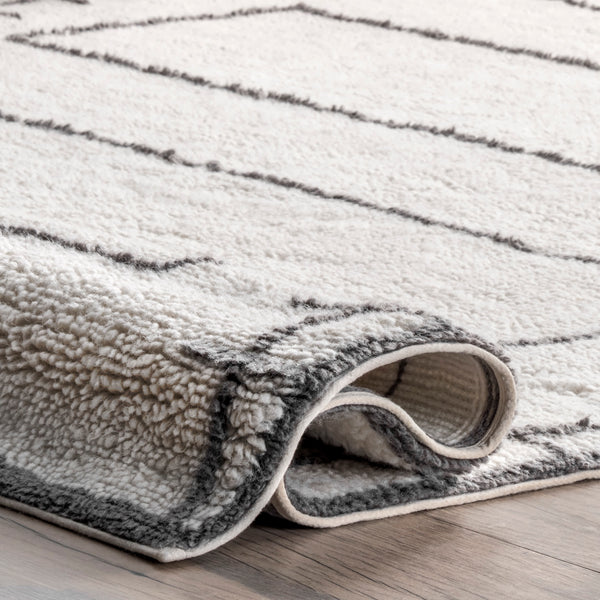 Nuloom Isabella Machine Washable Wool Contemporary Geometric Area Rug Ivory