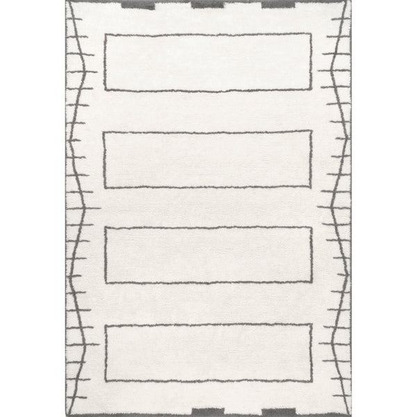 nuloom Isabella Machine Washable Wool Contemporary Geometric Area Rug Ivory