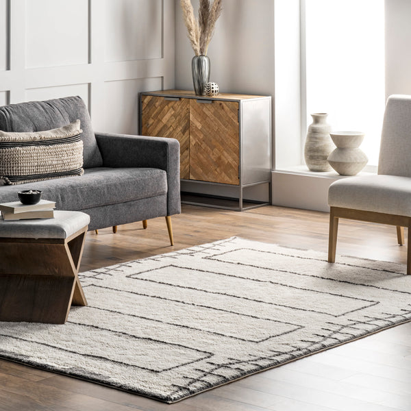 Nuloom Isabella Machine Washable Wool Contemporary Geometric Area Rug Ivory