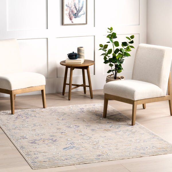 Nuloom Ismay Transitional Floral Fringe Area Rug Beige