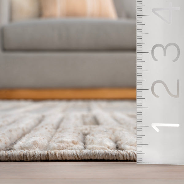 Nuloom Ismene Modern High-Low Fringe Area Rug Ivory