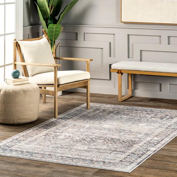 Nuloom Ivette Persian Stain Repellent Machine Washable Area Rug Gray