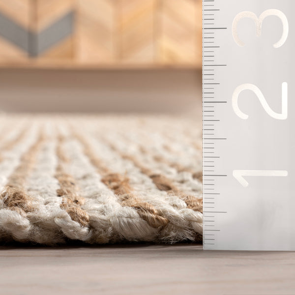 Nuloom Jacinta Classic Striped Border Jute Area Rug Ivory