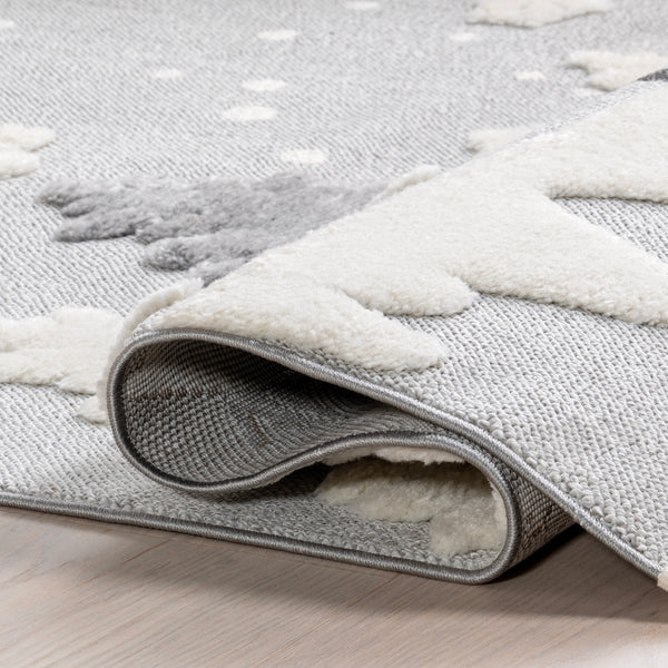 Nuloom Jade Holiday Reindeer Tasseled Area Rug Light Grey